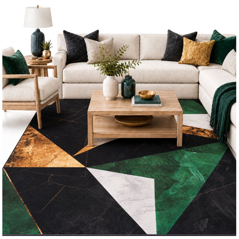 Dywan Novo 120x160 cm - Zielony Marmur - miękki do salonu i sypialni