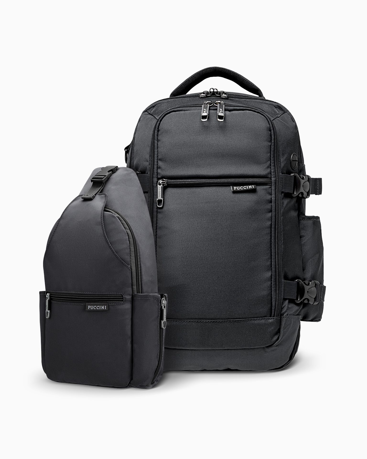 Zestaw plecak wielofunkcyjny do samolotu + sling bag czarny
