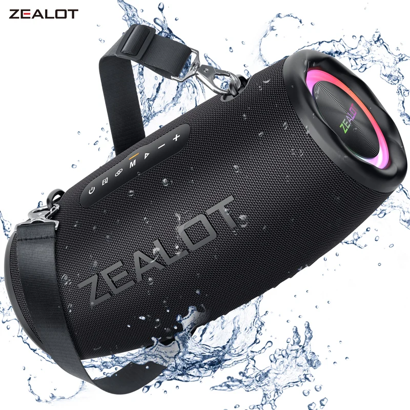 ZEALOT-S87 Przenośny Bezprzewodowy Głośnik Bluetooth na Zewnątrz 80W Wysoka Głośność Subwoofer Wysoka Jakość Dźwięku IPX6 Wodoodporny Kemping Black