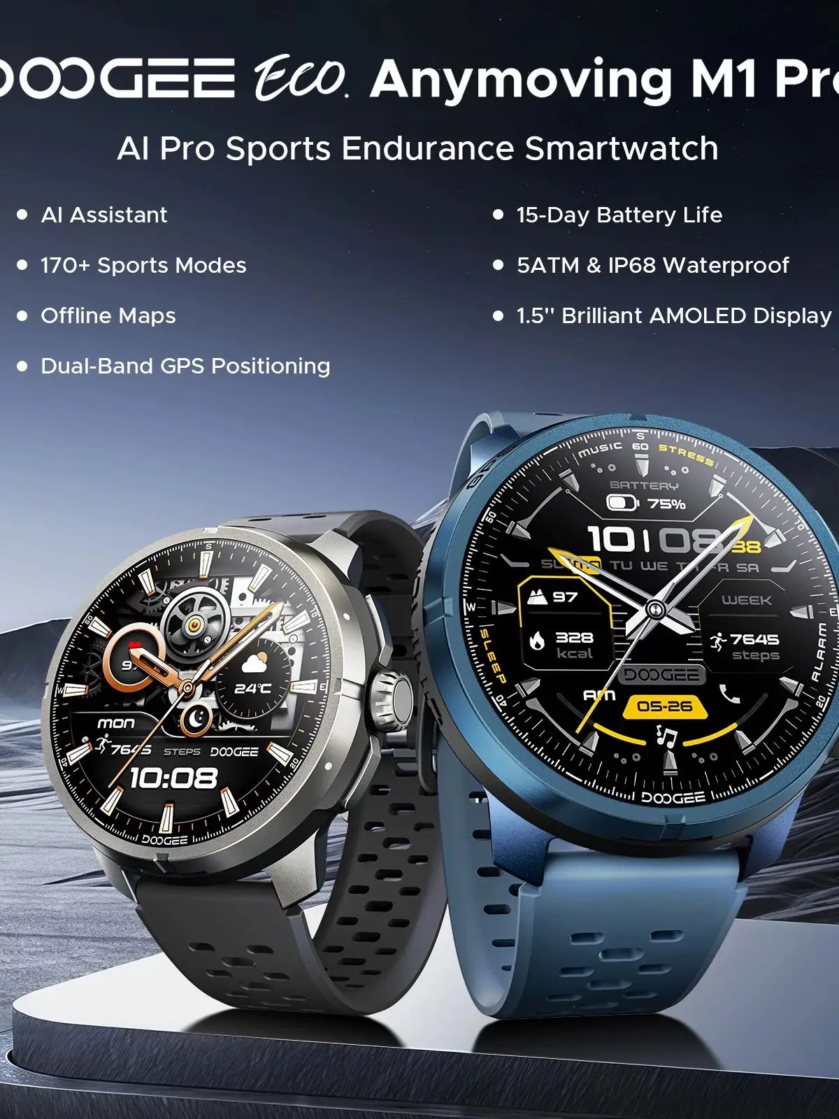 DOOGEE Anymoving M1 Pro Smartwatch z ekranem AMOLED 1,5