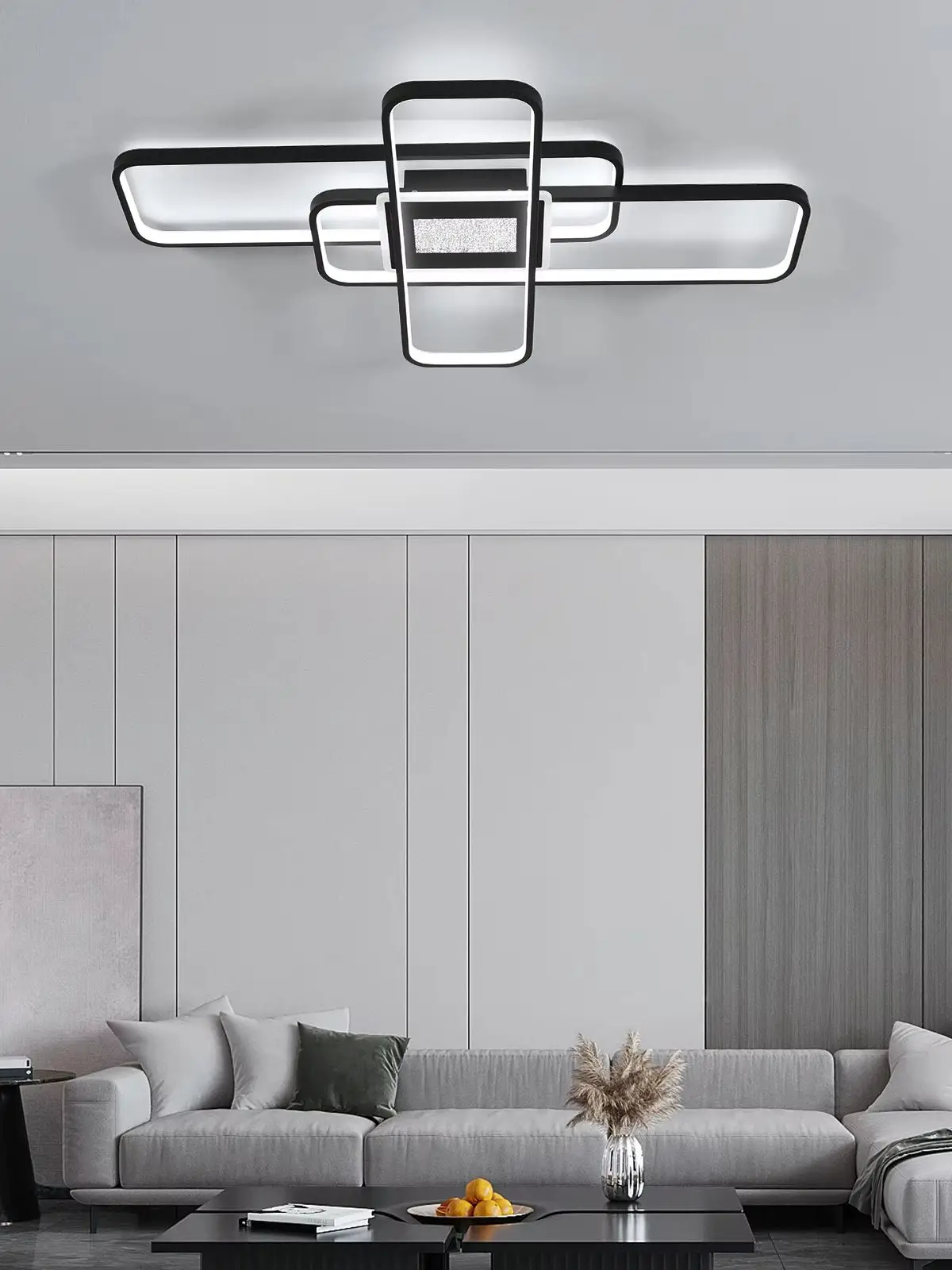 Nowoczesna lampa sufitowa, ścienna oprawa oświetleniowa LED z funkcją ściemniania i pilotem zdalnego sterowania, 3000K/4500K/6500K, do sypialni, salonu, jadalni.