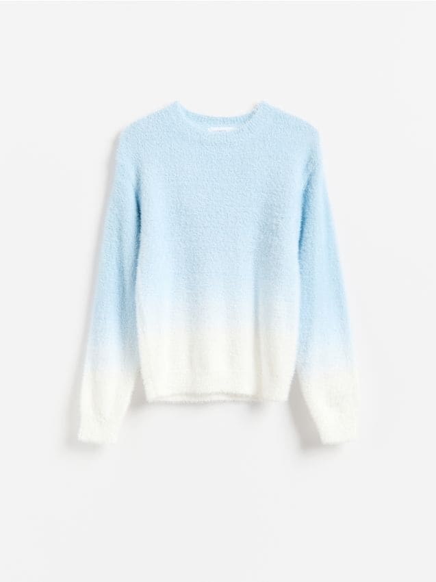 Reserved - Sweter z efektem ombre - jasnoniebieski