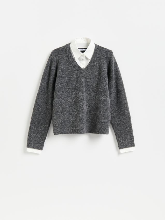 Reserved - Sweter z domieszką alpaki - ciemnoszary