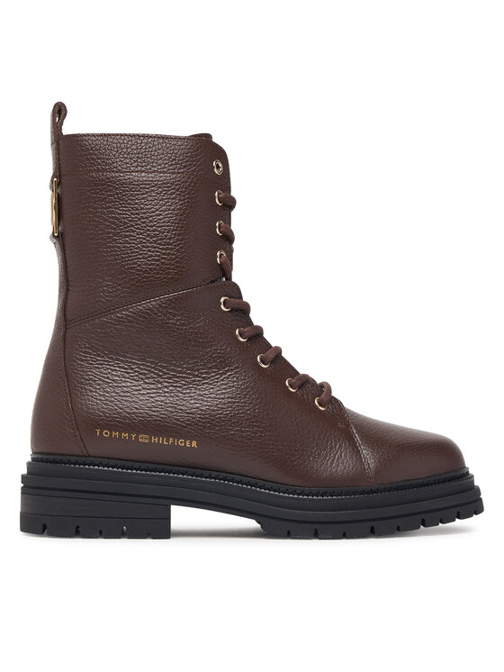 Tommy Hilfiger Trzewiki Th Emboss Grain Leather Boot FW0FW09553 Brązowy
