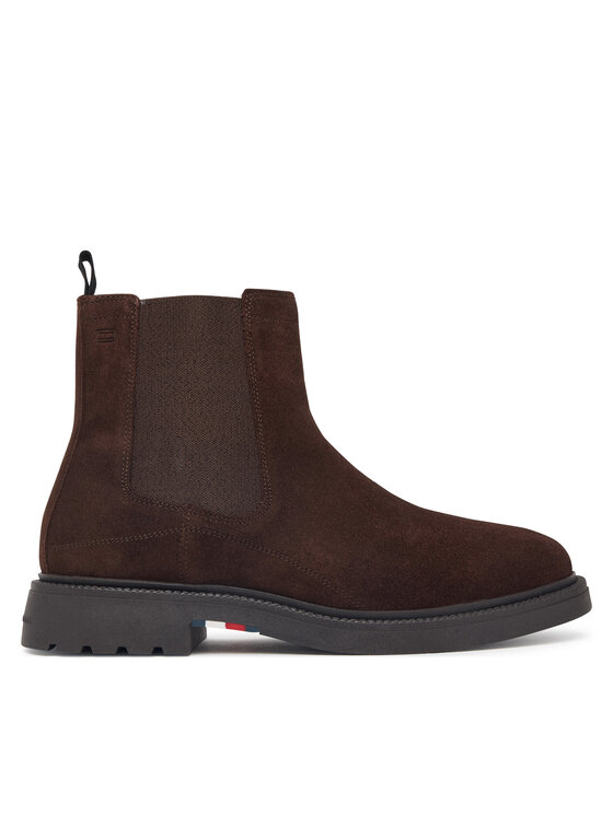 Tommy Hilfiger Sztyblety Corporate Casual Suede Chelsea FM0FM05952 Brązowy