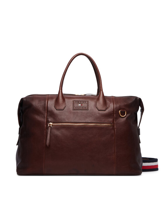 Tommy Hilfiger Torba weekendowa Th Casual Leather Duffle AM0AM14745 Brązowy