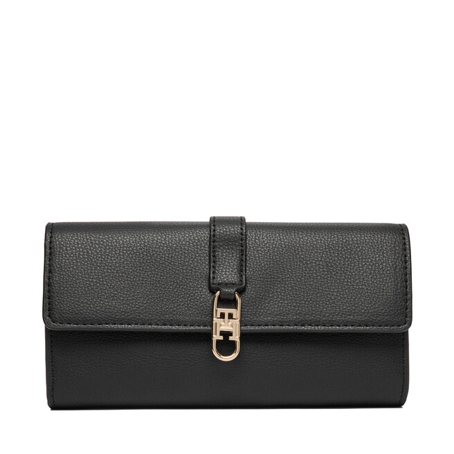 Portfel Tommy Hilfiger Th Libre Large Flap Wallet AW0AW18935 Czarny