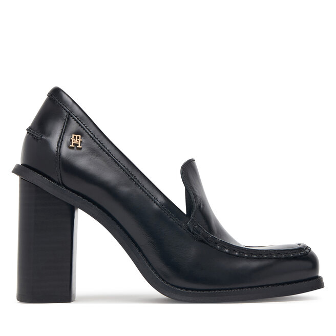 Półbuty Tommy Hilfiger Square Toe Heeled Loafer FW0FW09493 Czarny