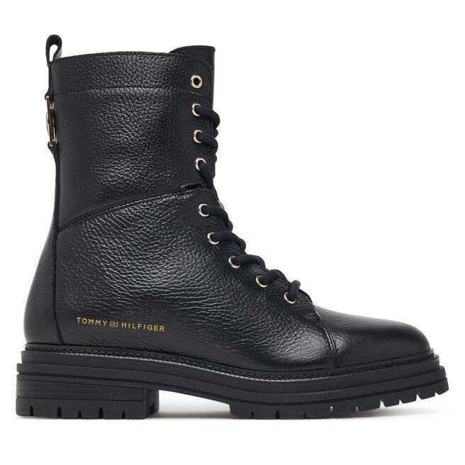 Trzewiki Tommy Hilfiger Th Emboss Grain Leather Boot FW0FW09553 Czarny