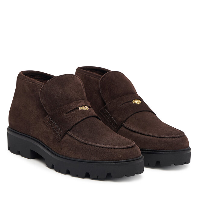 Botki Tommy Hilfiger Th Enamel Charm Loafer Boot FW0FW09680 Brązowy
