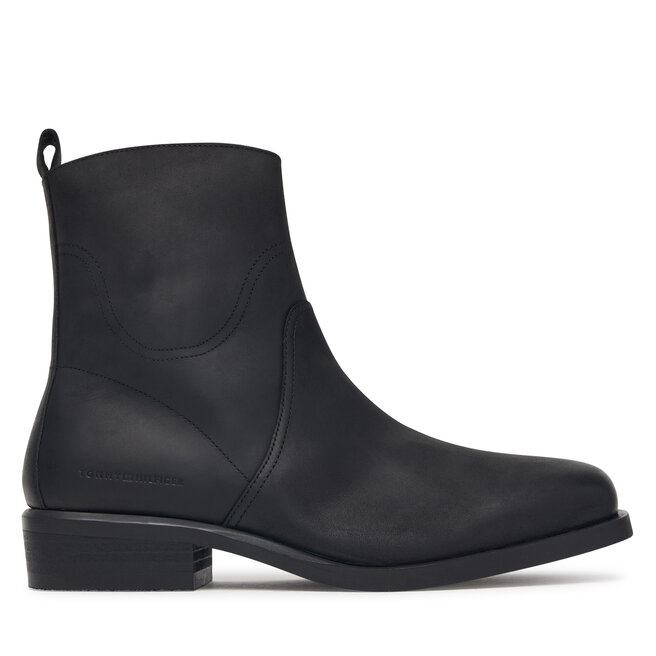 Botki Tommy Hilfiger Hilfiger Dressy Lth Biker Boot FM0FM06077 Czarny