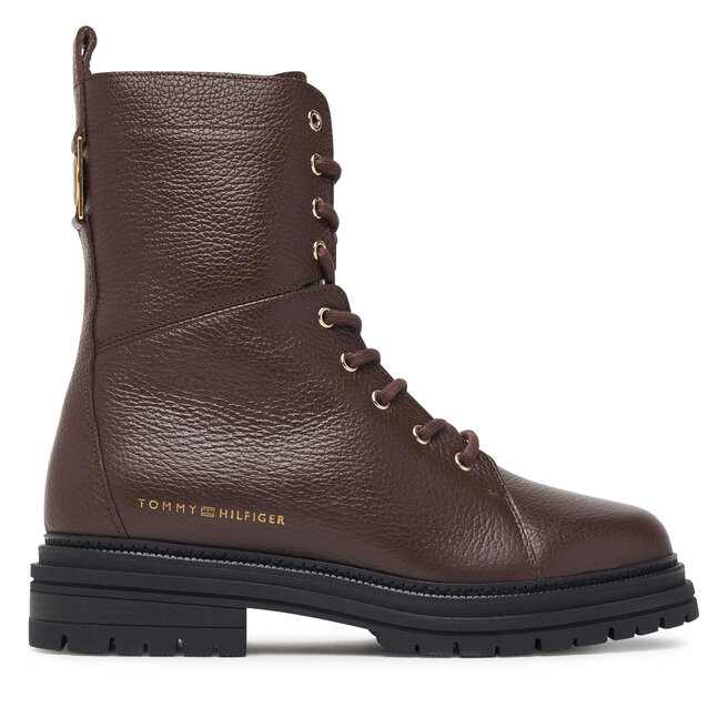 Trzewiki Tommy Hilfiger Th Emboss Grain Leather Boot FW0FW09553 Brązowy