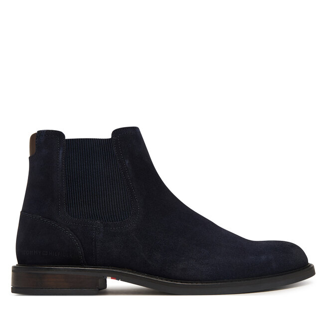 Sztyblety Tommy Hilfiger Corporate Dressy Suede Chelsea FM0FM05953 Granatowy