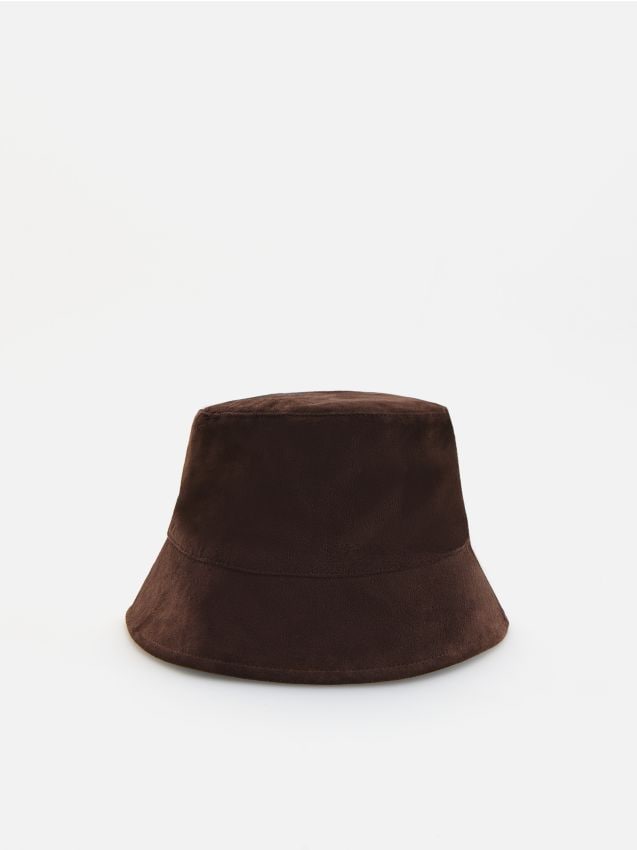 Reserved - Kapelusz bucket z imitacji zamszu - ciemnobrązowy