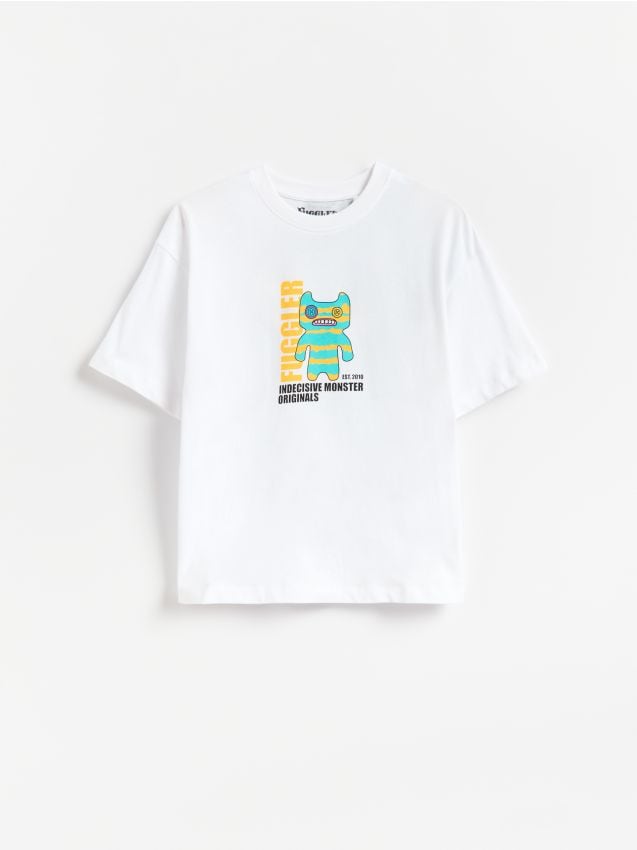 Reserved - Bawełniany t-shirt Fuggler - biały