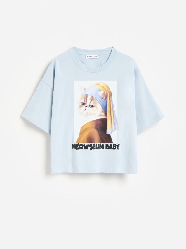 Reserved - T-shirt z nadrukiem - jasnoniebieski