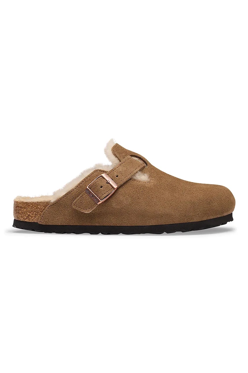 Birkenstock Boston Shearling Suede Leather klapki mules damskie zamszowe