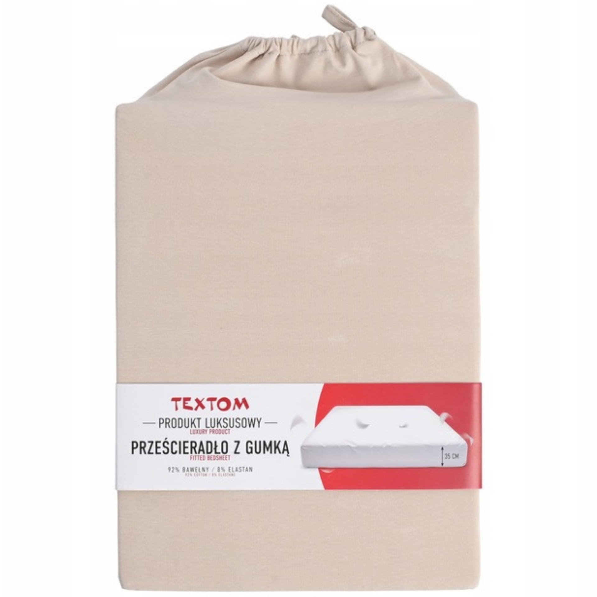 Prześcieradło z gumką bawełna z elastanem 160x200 cm + 35cm beżowe