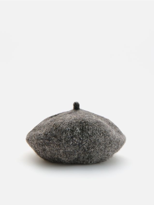 Reserved - Beret z domieszką wełny - ciemnoszary