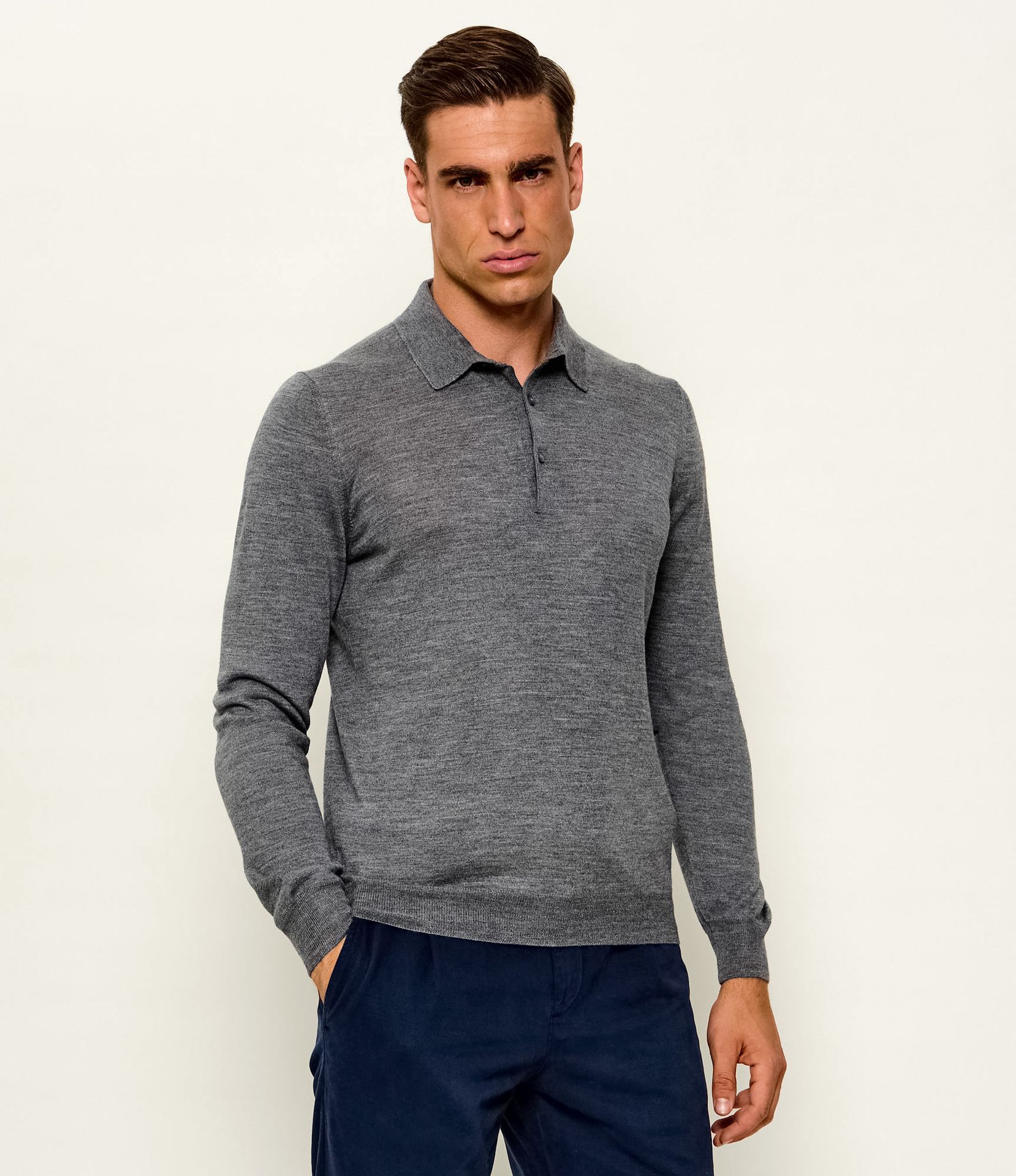 Gran Sasso Wełniane polo Tennis Slim Fit z dodatkiem jedwabiu