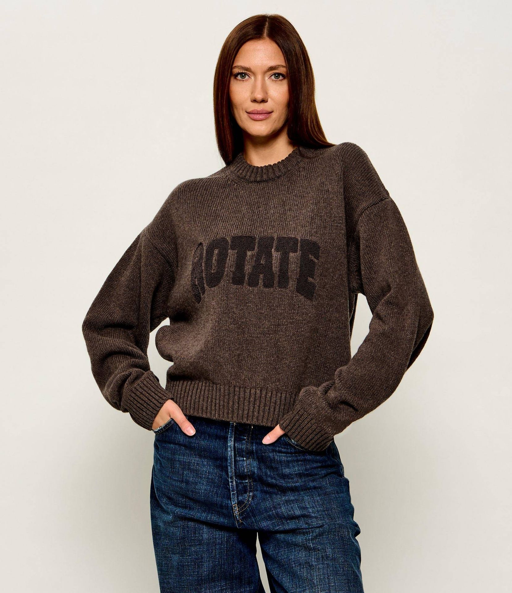 Rotate Wełniany sweter Relaxed fit