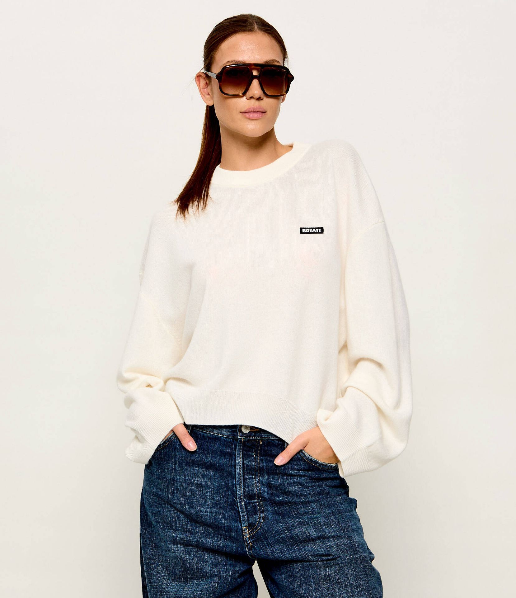 Rotate Wełniany sweter Oversize fit z dodatkiem kaszmiru