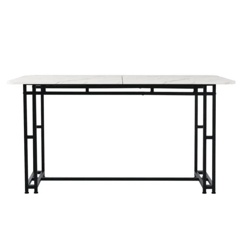Lekki, luksusowy stół jadalniany o wymiarach 140x80 cm z czarnymi metalowymi nogami, nowoczesny prostokątny stół do kuchni i jadalni.