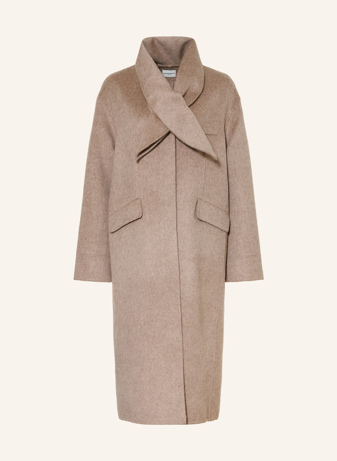 Claudie Pierlot Płaszcz Wełniany Z Odpinanym Kołnierzem beige