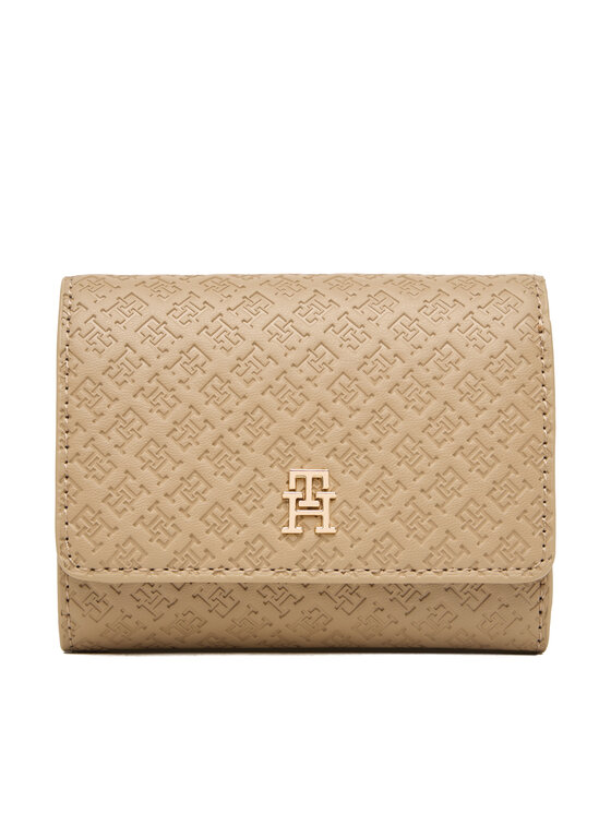 Tommy Hilfiger Portfel Th Icon Trifold Mono AW0AW18484 Beżowy