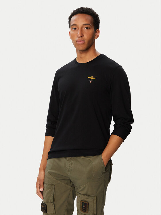 Aeronautica Militare Longsleeve 262TS2390UJ00372 Czarny Regular Fit