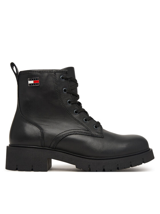 Tommy Jeans Trapery Tjw Cleated Lace Up Boots EN0EN03104 Czarny