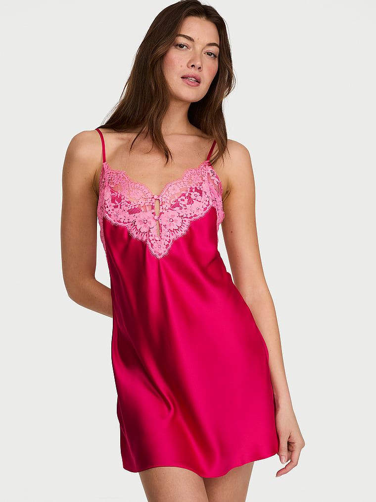 Dream Angels Koszulka nocna satynowa Lace-Trim