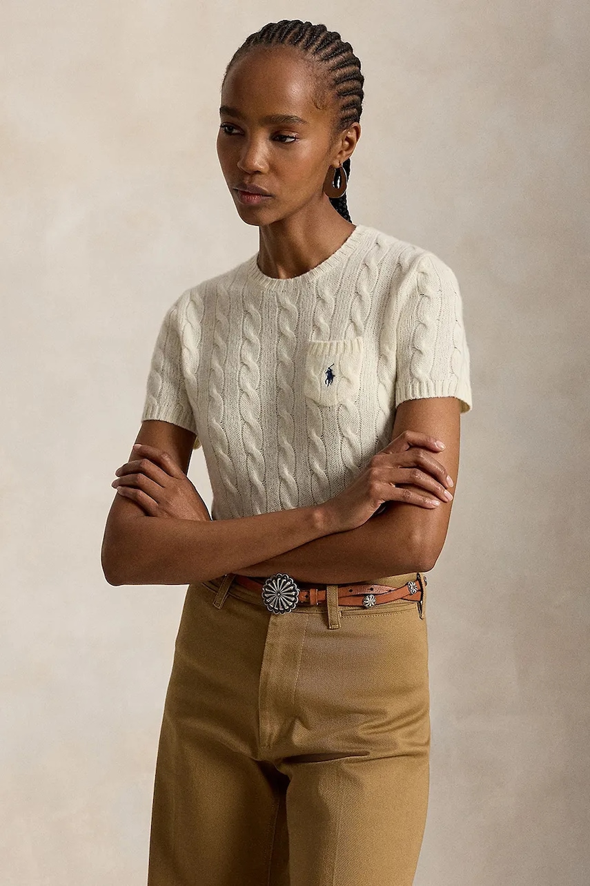 Polo Ralph Lauren sweter z krótkim rękawem wełniany damski