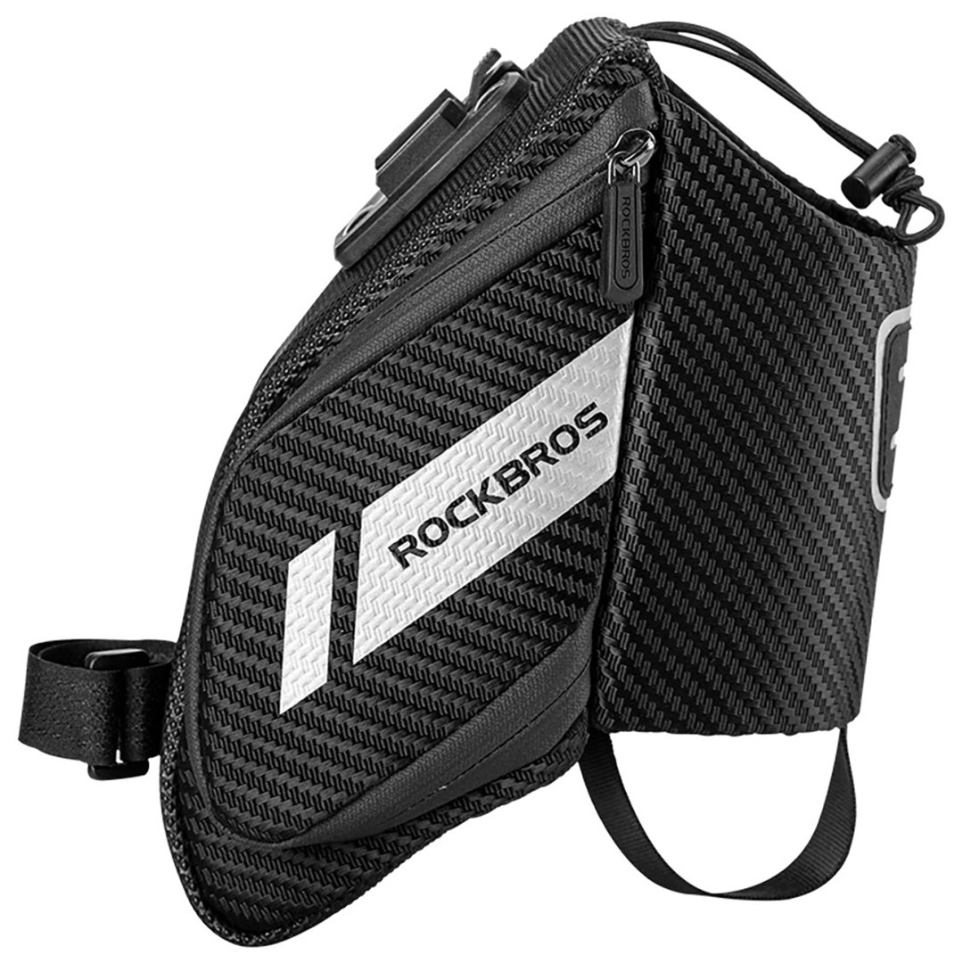 Torba rowerowa pod siodełko z kieszonką na butelkę bidon 1.5l - czarna