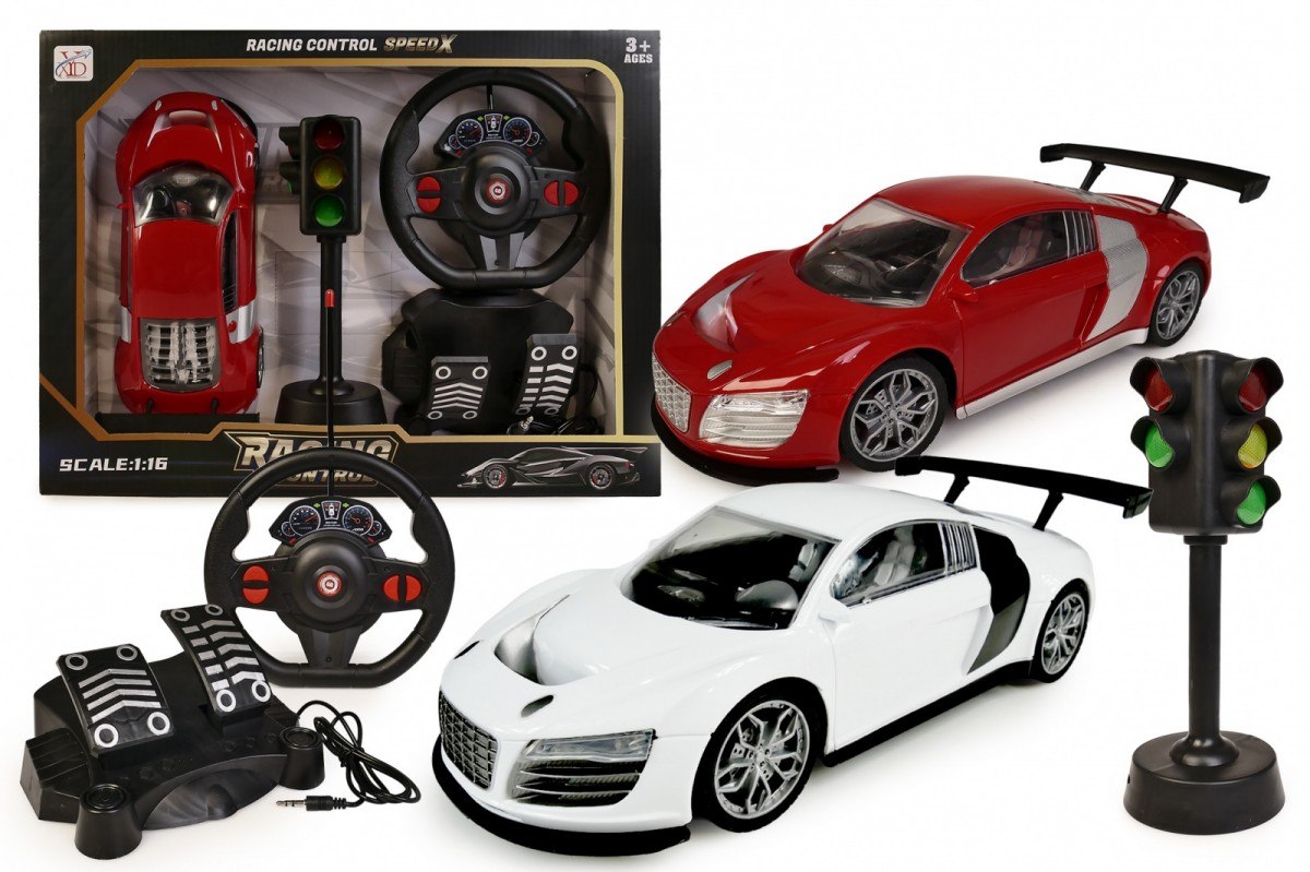 Auto R/C z kierownicą i sygnalizacją świetlną