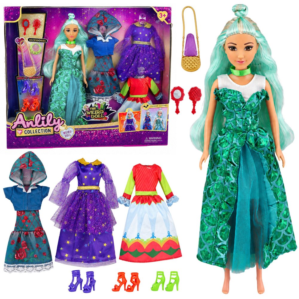 Lalka Anlily Weird z Przebraniami Fantasy Sukienki Akcesoria Buty Zestaw