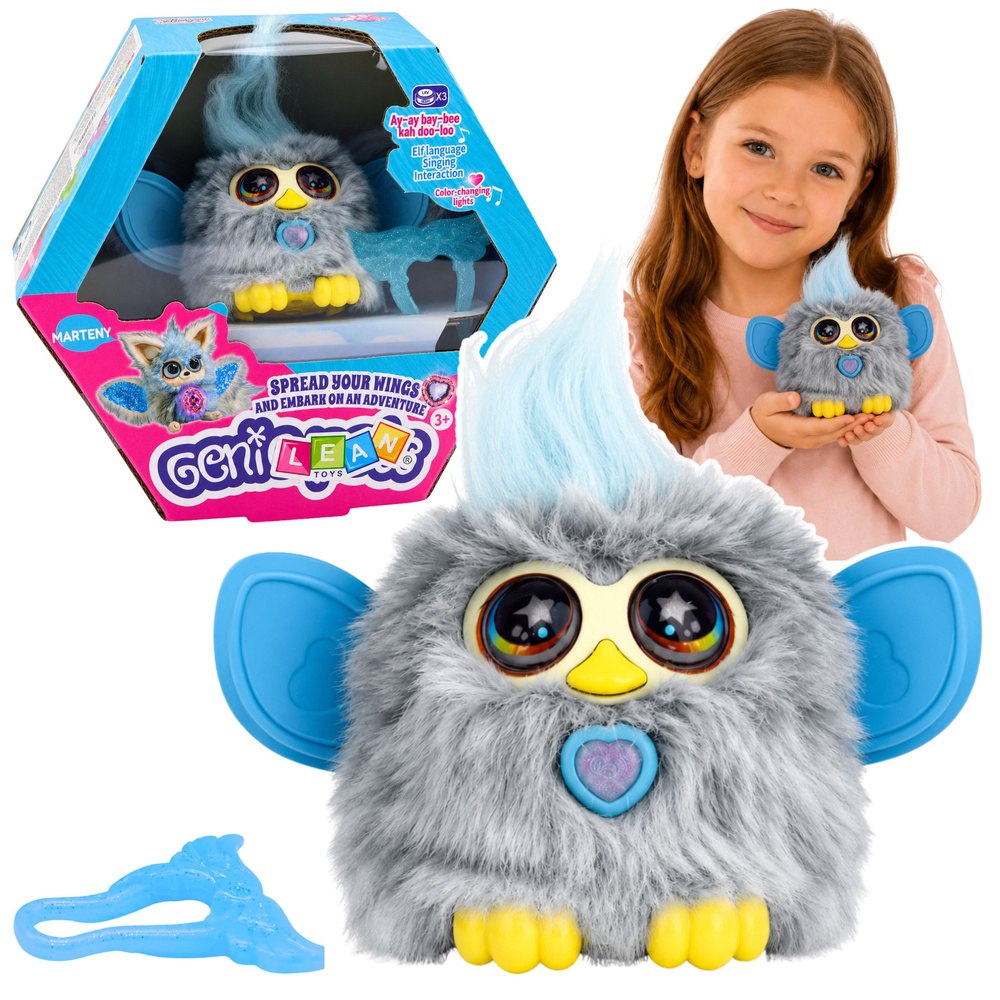 Zwierzak Interaktywny Stworek Genie Pets Światła Dźwięki Zawieszka Szary