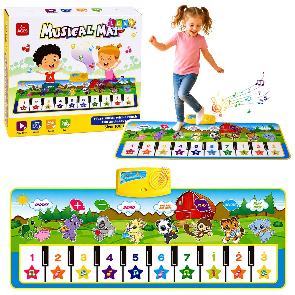 Mata Muzyczna Edukacyjna Pianinko Zwierzątka Dźwięki Instrumentów 100x36 cm