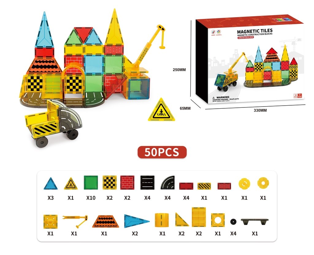 Klocki magnetyczne konstrukcyjne 3D budowa 50 elementów