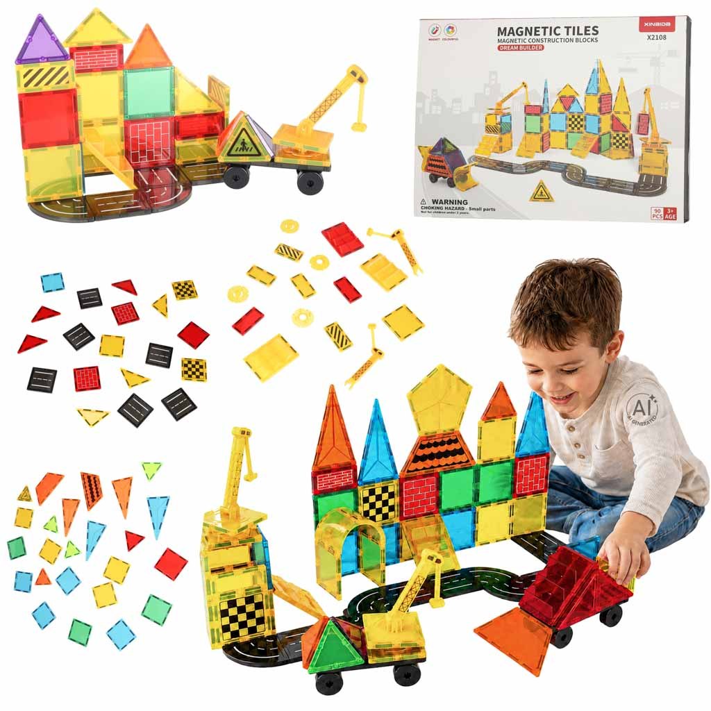 Klocki magnetyczne konstrukcyjne 3D budowa 90 elementów