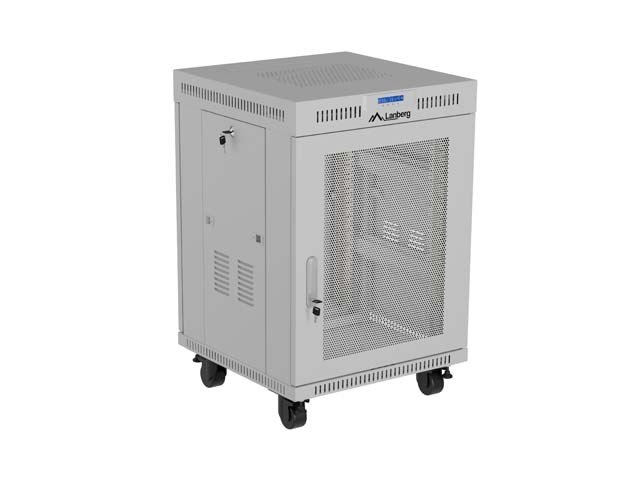 Szafa instalacyjna rack stojąca 19 cali 15U 600x600 drzwi perforowane LCD (Flat pack) szara FF01-6615-23SL