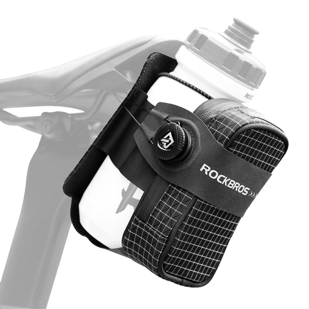 Torba rowerowa podsiodłowa 0.2 l z uchwytem na bidon 0.6 l - czarna