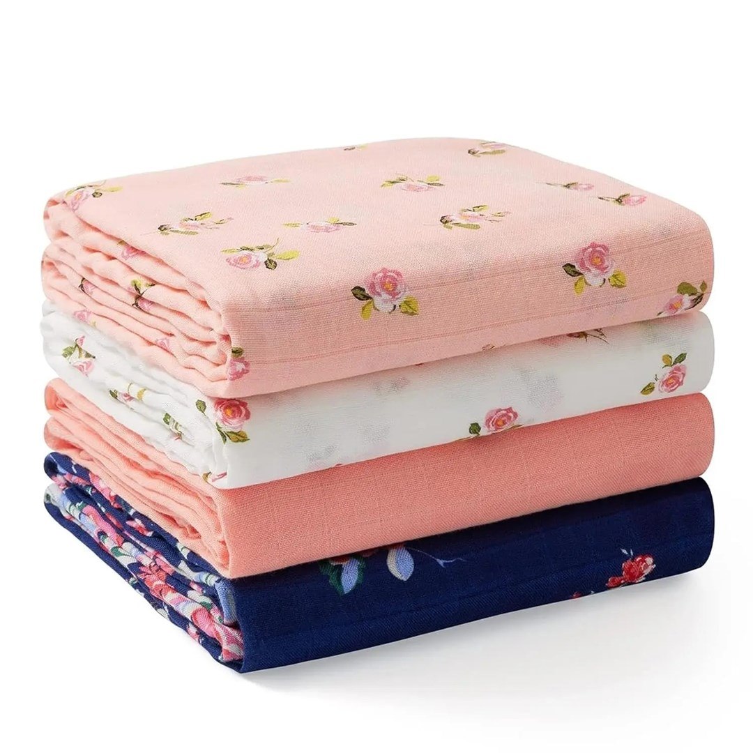 MOMCOZY SJ003 pieluszki muślinowe do otulania, 4 szt., 47 x 47 cali