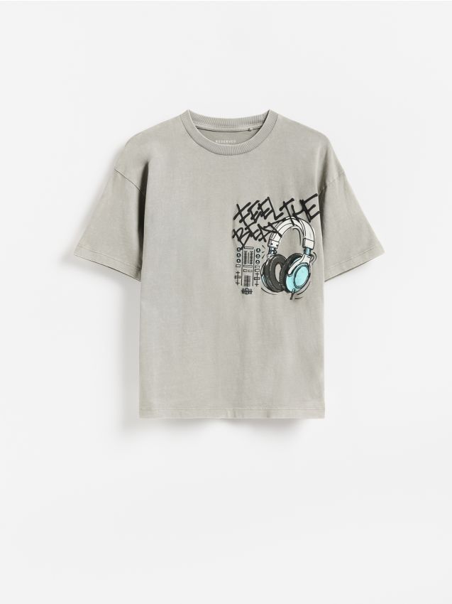 Reserved - Bawełniany t-shirt - ciemnoszary