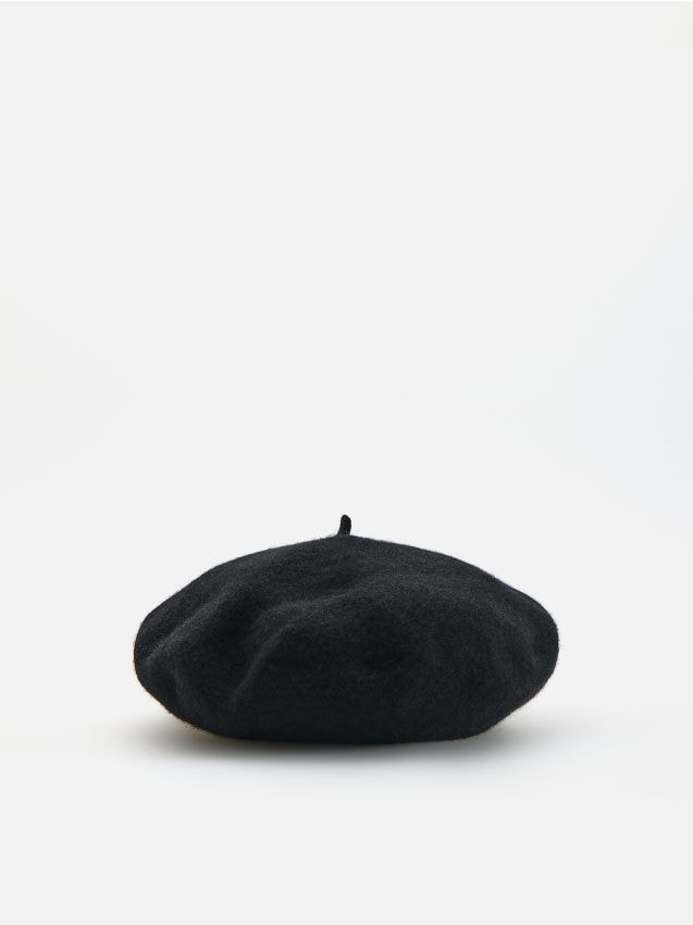 Reserved - Wełniany beret - czarny
