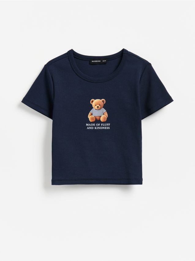 Reserved - T-shirt z nadrukiem - granatowy