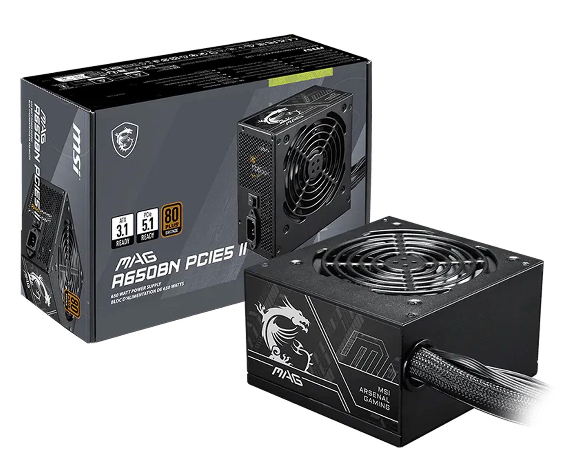 MSI MAG A650BN PCIE5 II 650W 80 Plus Bronze 306-7ZPSY11-CE0