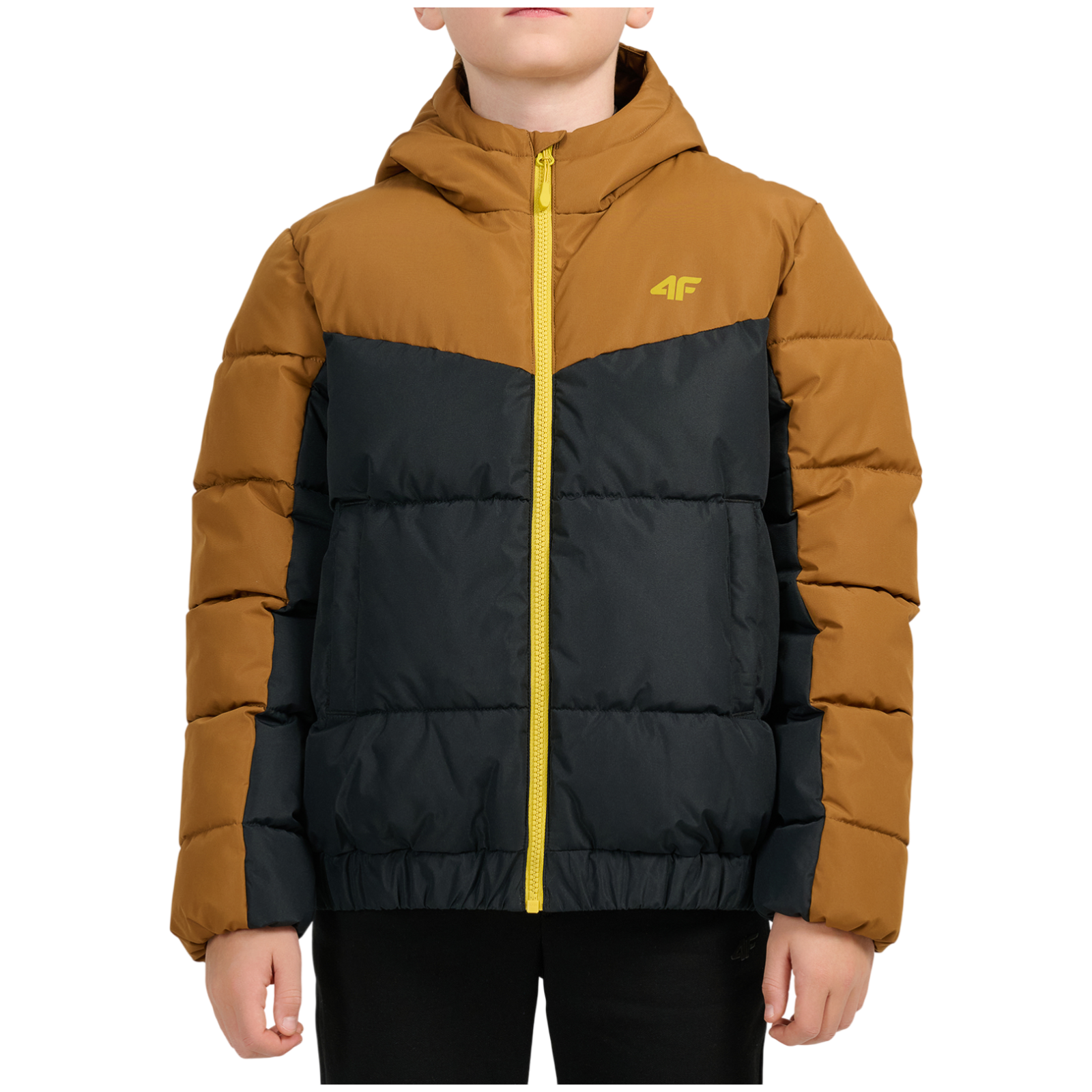 Dziecięca kurtka zimowa 4F Down Jacket M0915 Light Brown Rozmiar dziecięcy: 146 / Kolor: czarny/brązowy