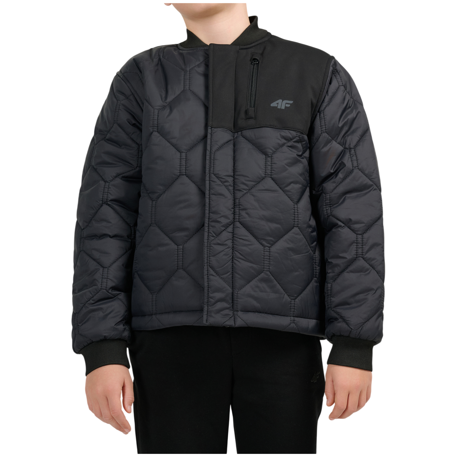 Dziecięca kurtka softshellowa 4F Jacket M324 Deep Black Rozmiar dziecięcy: 158 / Kolor: czarny