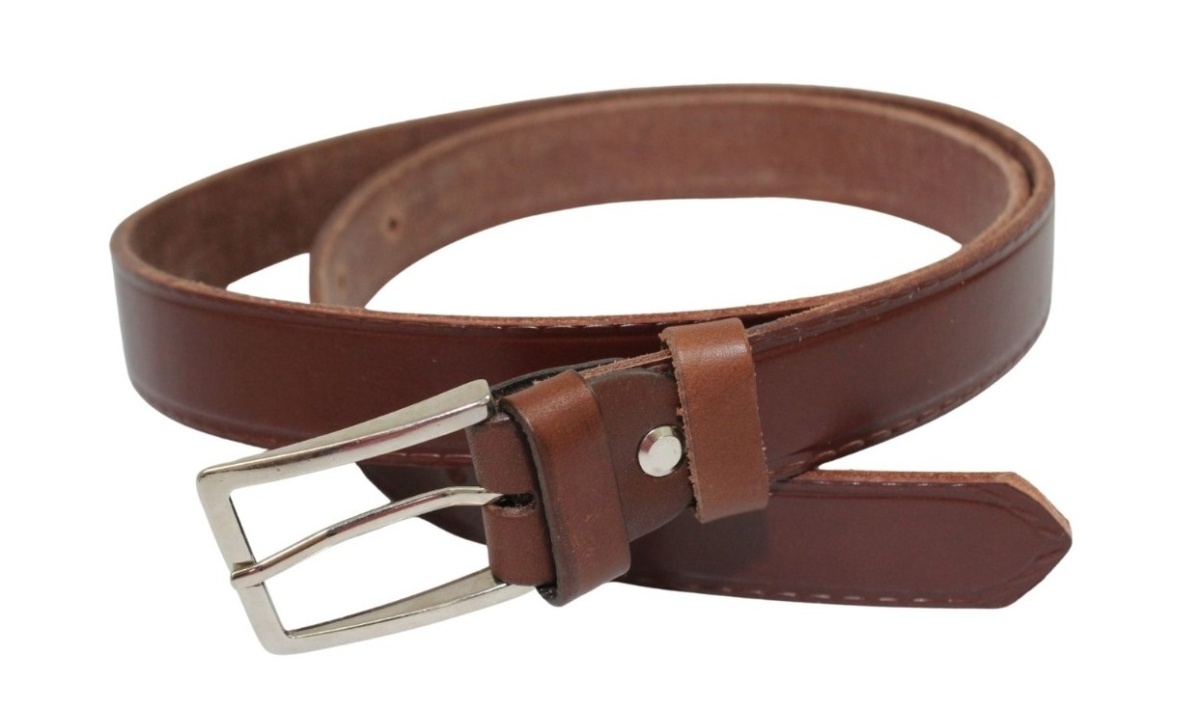 Pasek Męski Skórzany Polska Galanteria (PL) Skóra Licowa Imitacja Szycia EXTRA 30 mm BRĄZOWY